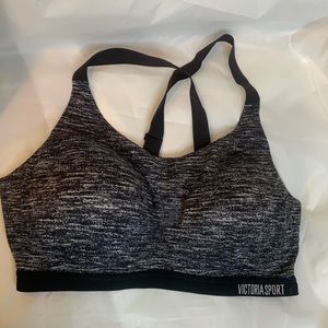 Victoria Sport Padded Perforated Sports Bra 38DD in color, black and white